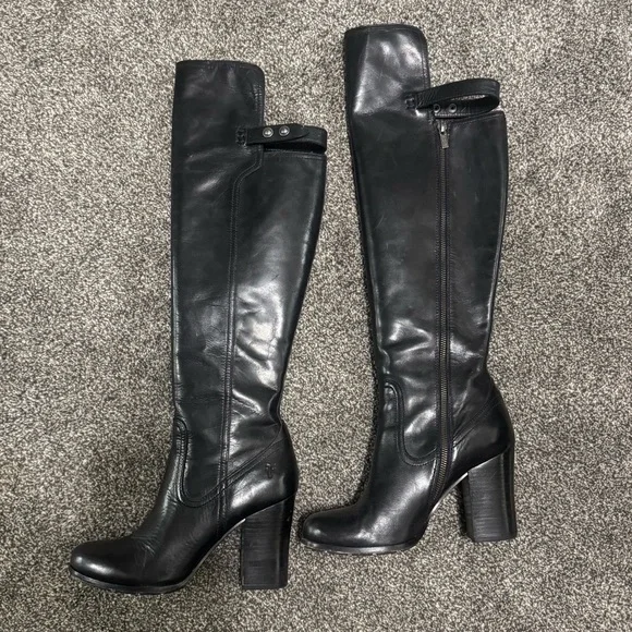 Frye Parker OTK Black Leather Boots - Picture 1 of 4